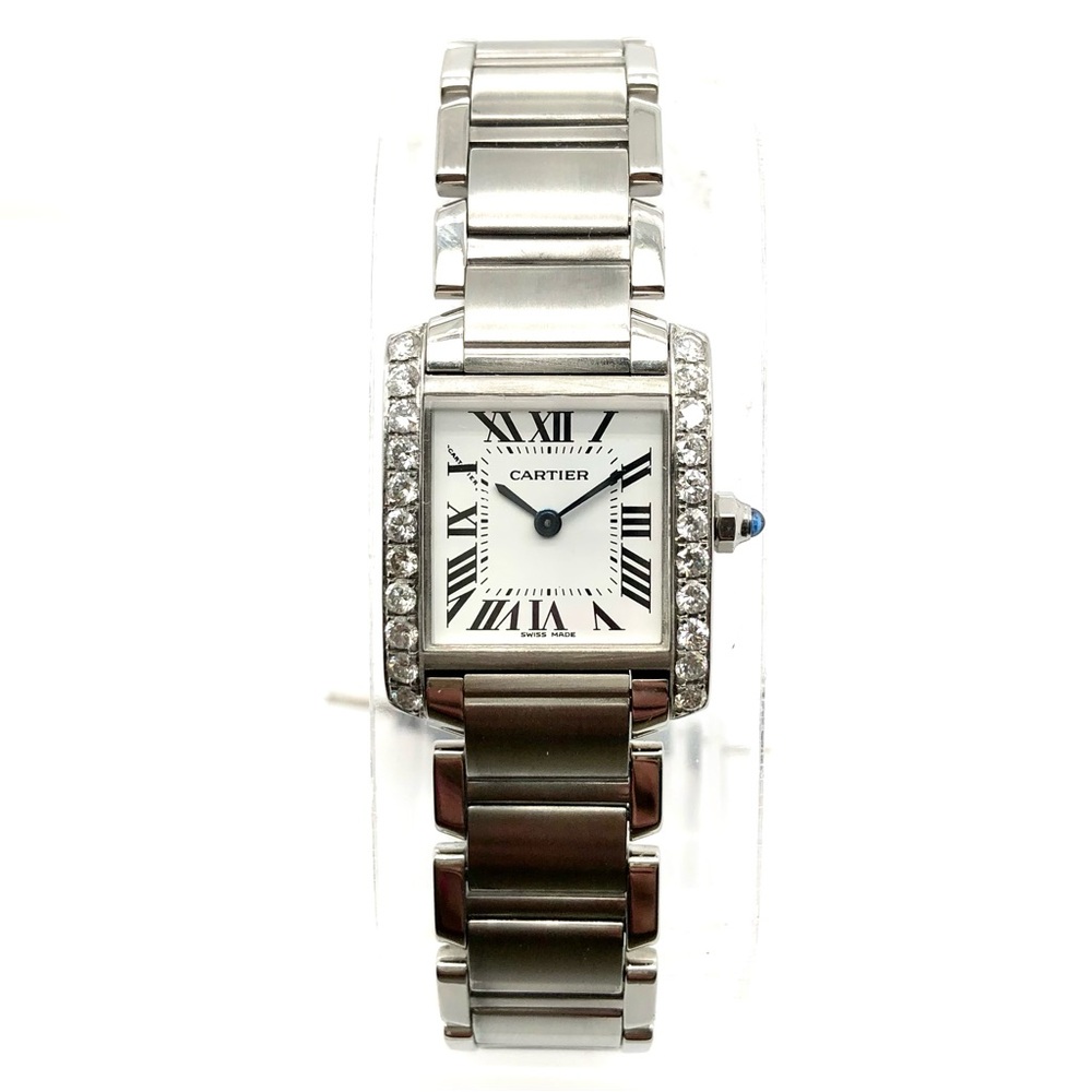 CARTIER TANK FRANCAISE Quartz 20mm Steel 0.80TCW DIAMOND Watch